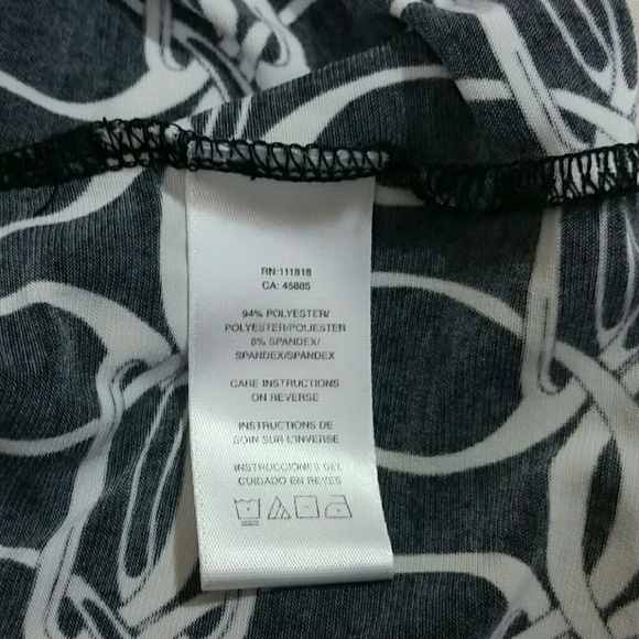 Michael Kors Dress black white Chain Maile Print midi long sleeve Stretchy Small - Picture 5 of 6